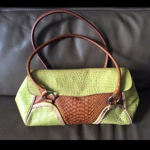 Claudia Firenze lime green brown leather purse